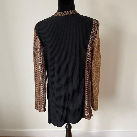 Staley Gretzinger Black Multi Mixed Media Art To Wear Long Sleeve Rayon Top NWT - Picture 3 of 8